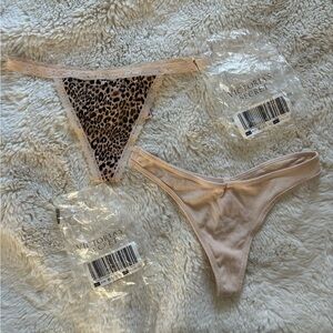 NWT Victoria's Secret Leopard Print and Nude Thong Panty Bundle Size XL